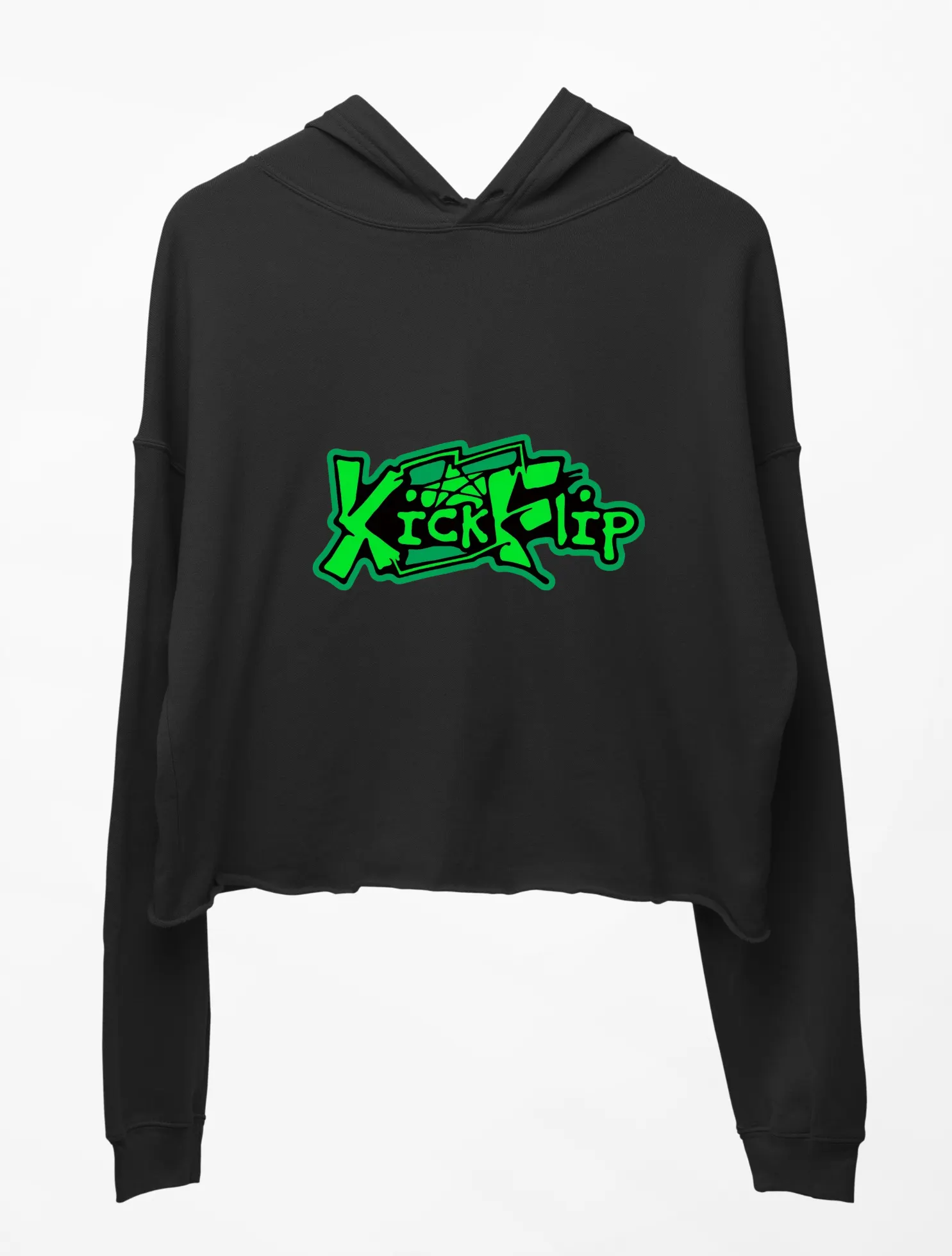 KickFlip Kick Off The Wall Cropped Hoodie - Black