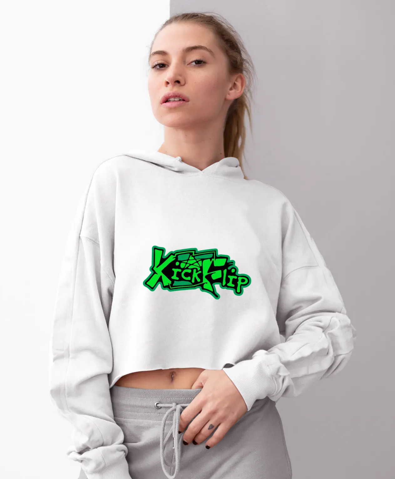 KickFlip Kick Off The Wall Cropped Hoodie