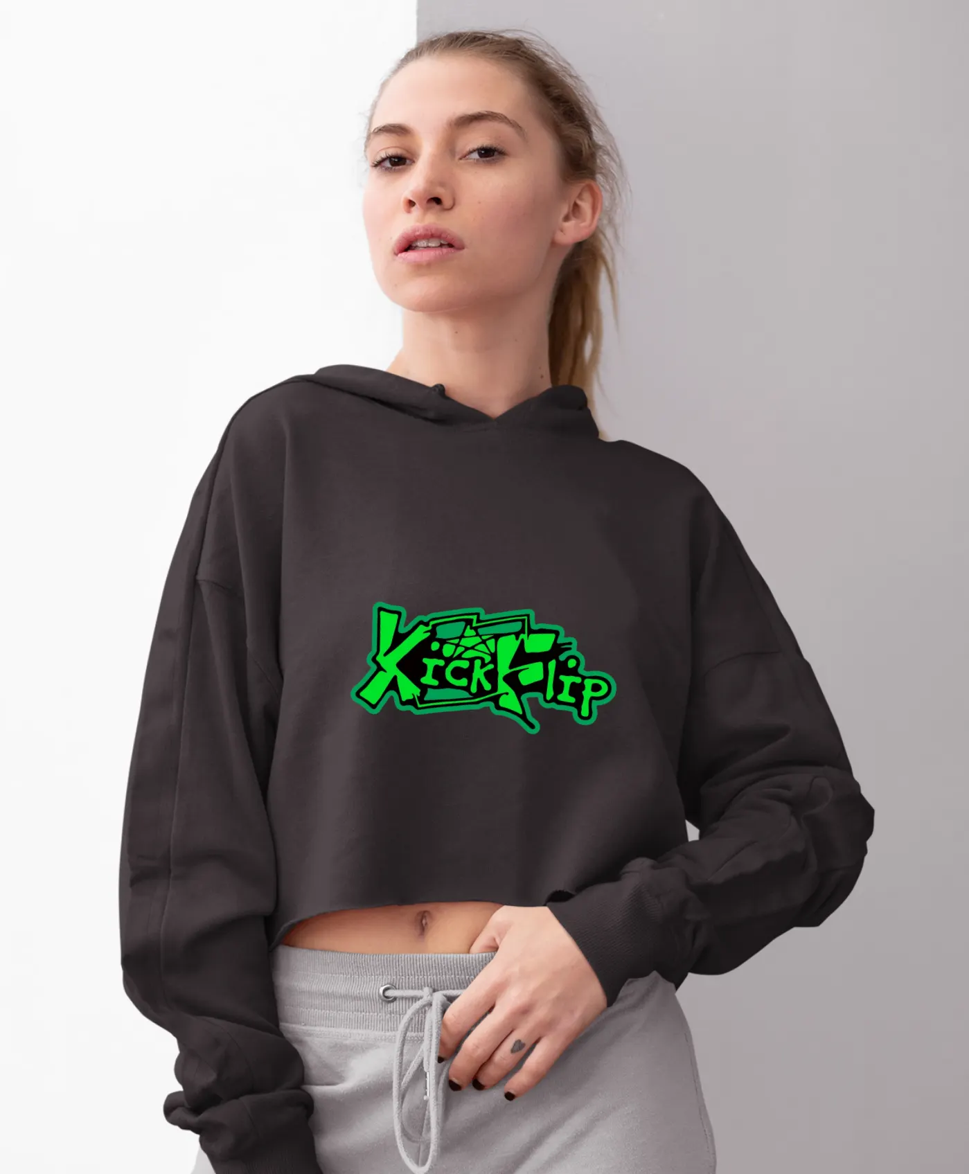 KickFlip Kick Off The Wall Cropped Hoodie