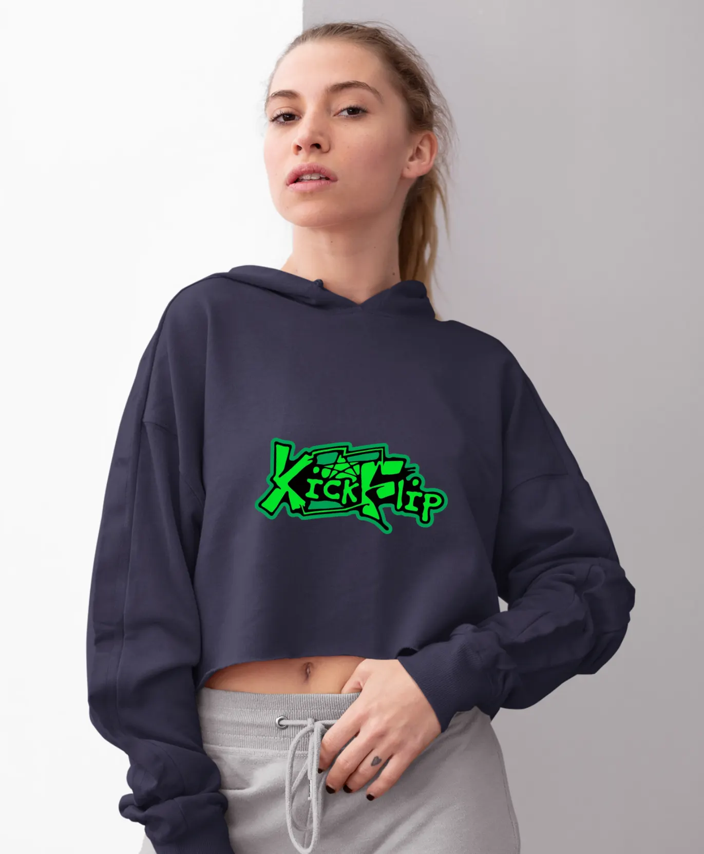 KickFlip Kick Off The Wall Cropped Hoodie